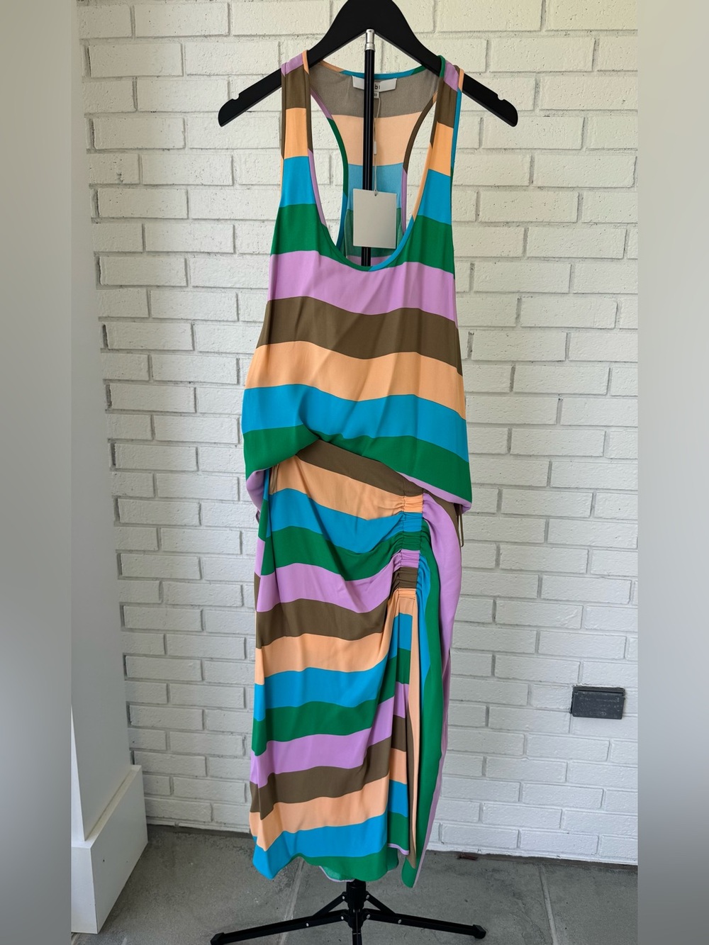 TIBI - NWT Stripe Skirt in Teal, Lavender, Peach and Brown